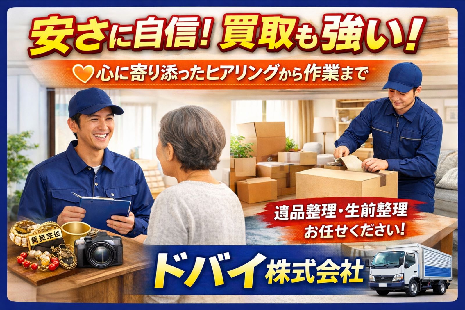 追加料金なしの遺品整理｜口コミ評価の高いドバイ株式会社